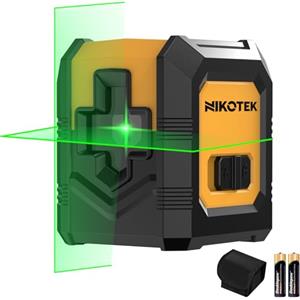Nikotek Livella Laser,NIKOTEK Livella Laser Autolivellante a Raggio Verde Laser Orizzontale e Verticale a Linee Incrociate per la Decorazione Domestica Custodia per il Trasporto(Batteria Inclusa)