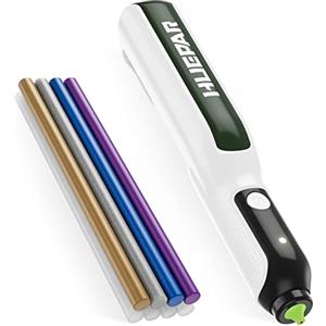 Huepar Pistola per colla a caldo, Huepar 6S Preriscalda la penna per colla a riscaldamento rapido senza fili, Mini pistola per colla ricaricabile agli ioni di litio con 8 stick di colla per artigianato