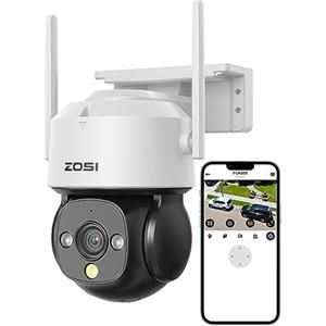 ZOSI 4MP Telecamera IP WiFi Esterna, Videocamera Sorveglianza Esterno, Pan 360° Tilt 140°, Audio Bidirezionale, Visione Notturna a Colori, Rilevamento di Veicoli/Persone, C290