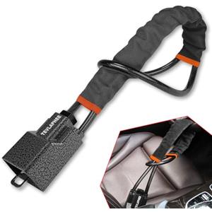 Tevlaphee Blocca Sterzo Automobile, Antifurto Auto, Bloccasterzo Auto, Testa in Metallo, Alta Visibilità, Robusto, Universale, 3 Chiavi(Nero)