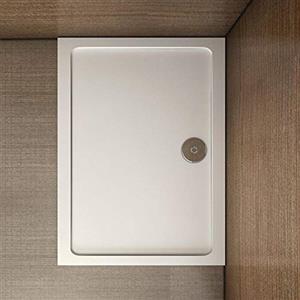 AICAit Piatto Doccia Rettangolare In Marmo Minerale e Resina Mista Ultra Sottile Bianco Lucido Antiscivolo Antibatterico 100x70x3cm