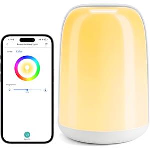 meross Lampada da Comodino WiFi, Abat Jour da Comodino con Controllo Vocale e Telecomando, Luce Notturna Bambini Compatibile con Apple HomeKit, Alexa e Google Home, RGBWW, 2700K-6500K