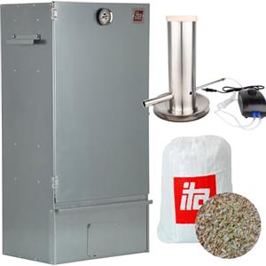ITA Fumatore 7001 - Set affumicatore con generatore di fumo - Smoker con termometro - Acciaio legato - Qualità EU direttamente dal produttore - 81 cm con 3 piani