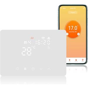 KETOTEK Termostato Caldaia WiFi Programmabile 220V 5A Alexa Compatibile, Cronotermostato Caldaia Digitale Intelligente 503 da Parete, Tuya/Smart Life App Controllo, Contatto Secco, Bianco