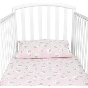 baby idea Babysanity Piumino Lettino Neonato Ricamato Completo Federa e Copripiumino e Lenzuolino con Angoli Sfoderabile Senza Paracolpi Lettino - Made in Italy- (Rosa Fantasy)