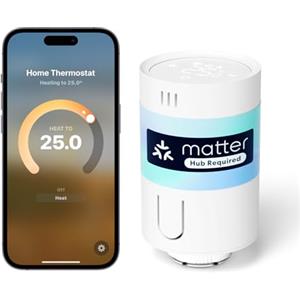Meross Matter Termostato per radiatore opaco richiede un hub extra, Valvole Termostatiche WiFi Valvola Termostatica per Termosifoni con Controllo Vocale per Siri Alexa Google, Termovalvole Smart