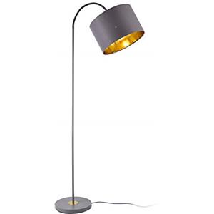 lux.pro Lampada da Terra Alta 173 cm Lampada a Stelo Curvo con Paralume Orientabile - Piantana con Abat-jour Cilindrico in Tessuto - Grigio