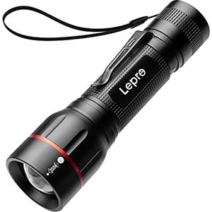 Lepro Torcia a LED Alta Potenza, LE2050 Super Luminoso Torcia Elettrica con Clip da Tasca, Regolabile Focus e 5 Modalità di Illuminazione Torcia Tattica Militare Impermeabile per Campeggio Trekking