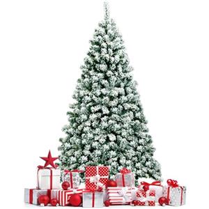 COSTWAY Albero di Natale Innevato 135/180/230 cm, Albero di Natale con 200/250/550 Luci LED Bianche Calde, 400/928/1346 Rami, Base in Metallo, Decorazione Natalizia per Casa e Negozio (180 cm)