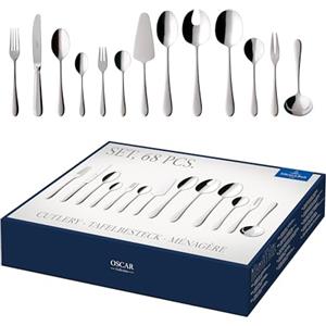 Villeroy & Boch - Oscar Set di Posate 68 Pz. 68 Pezzi Argento,Platino, Lavabile in Lavastoviglie, 12 Persone, Forchette, Coltelli, Cucchiaio, Acciaio Inossidabile