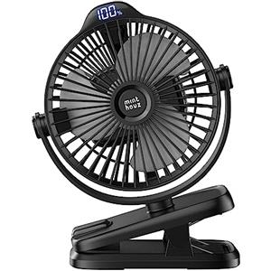 Minthouz ventilatore con clip 8000mAh, ventilatore USB ricaricabile con 5 velocità, ventilatore portatile silenzioso da scrivania per campeggio, passeggino, casa e ufficio