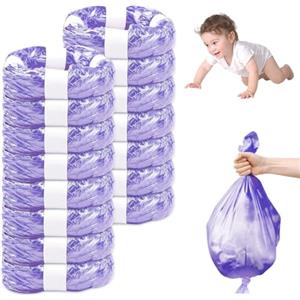 NATNAV 15 Pezzi Ricarica Mangiapannolini, Sacchetti Mangiapannolini Antiodore Inodore Addensata, Ricarica Mangiapannolini Compatibile con Tommee Tippe, con Twist & Click, con LitterLocker (Viola)