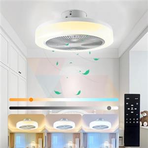 TOPBOS Ventilatore a Soffitto con Lampada, Ultra-Silenzioso 6 Velocità Regolabile Fan Plafoniera con Telecomando per Soggiorno Camera da Letto Sala da Pranzo Cucina