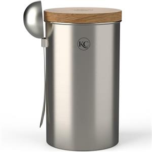 KC Kitchen & Co. Barattolo da caffè con cucchiaio per 250 grammi di chicchi di caffè (argento)