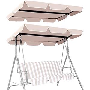 RELAX4LIFE Tettuccio Parasole Universale da 2 Posti, Tetto di Ricambio per Dondolo, Altalena da Esterno, Tettuccio Impermeabile Protezione Solare UV da Giardino, Terrazzo (Beige, 168 x 114 cm)