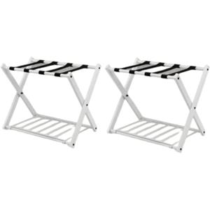 GIANTEX 2 Pz di Portavaligia Pieghevole, Portata 70 kg, a 2 Ripiani, con Scarpiera, Struttura in Ferro, Multiuso Salvaspazio, Ideale per Viaggio e Hotel, 63,5x44x67 cm, 2 Colori