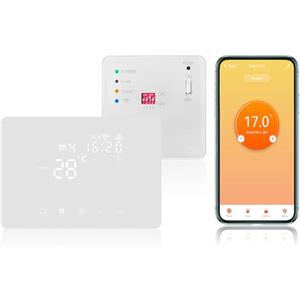 KETOTEK Intelligente Cronotermostato Wireless con RF Ricevitore WiFi per Caldaia 5A, Termostato Senza Fili con 220V Ricevitore Alexa Compatibile, Programmabile Settimanale, Controllo da App e Vocali