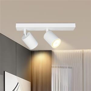 Lichtmaler Lampadario Faretti Parete Interno - Lampada Soffitto Bianco Orientabili GU10 Illuminazione 2 Faretti Bagno Soggiorno Cucina Corridoio, Lampadina Non Inclusa, Base Dritto
