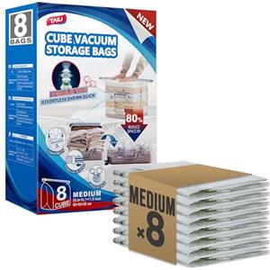 TAILI Cube Sottovuoto Vestiti da Viaggio 8 PCS, Misura Media (50 x 30 x 65 CM), sottovuoto da viaggio per Valigie e Bagagli,vacuum bags
