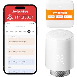 SwitchBot Termostato smart per termosifone con supporto Matter (Combo), Bluetooth e controllo da App e timer, risparmio energetico, installazione facile, compatibile Alexa, Apple Home