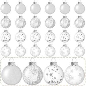 YeahBoom 24 Pezzi Palle di Natale Trasparenti,6cm Palline Sfere Apribili,Palle di Natale Palline Riempibili,Decorazione Natalizia Albero Nata