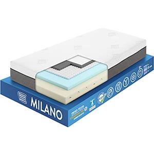 OnNuvo Materasso New GEL MEMORY FOAM Alta Densità 60-65 kg/m3, LATTICE BAMBOO NATURALE 70-75 kg/m3, MICRO MOLLE INDIPENDENTI, 7 Zone, h 25 cm, Antidecubito Ortopedico Sfoderabile (80x190x25) Milano