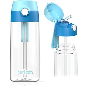 JARLSON® Borraccia Bambini EMI [500ML] - Borracce Antigoccia per Bimbi con Cannuccia - Bottiglia per Bambino e Bambina Lavabile in Lavastoviglie - Senza BPA e Ftalati - Ideale per Asilo e Scuola (Blu)