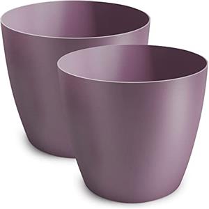 TULMERO Vaso da fiori opaco in plastica, vaso decorativo per piante, grandi e piccole, set da 2 vasi per fiori, vaso per erbe aromatiche, colore: viola, diametro 9,5 cm
