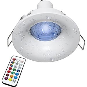 Planetitaly Faretto LED cromoterapia IP65 lampada GU10 6W 230V incasso 7cm RGB luce multicolore box doccia sauna (Tondo, RGBW+6000K)
