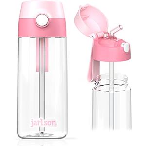 Jarlson® Borraccia Bambini EMI [500ML] - Borracce Antigoccia per Bimbi con Cannuccia - Bottiglia per Bambino e Bambina Lavabile in Lavastoviglie - Senza BPA - Ideale per Asilo e Scuola (Rosa Chiaro)
