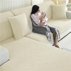 YSTELLAA Copriseduta Divano Elasticizzato, Copri Seduta Divano Antiscivolo, Universale Copridivano Cuscini Separati, Sofa Seat Cover Lavabili(1 Posto Grande, Beige)
