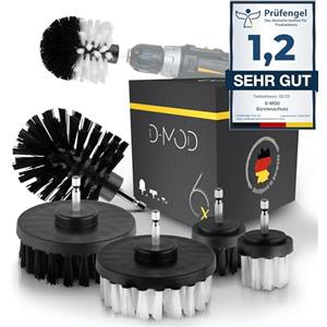D-MOD Spazzole per Avvitatore | Set 6 Spazzole per Trapano | Spazzole di Pulizia Morbide e Dure, Spazzola per Avvitatore per Auto, Bagno | Spazzola per Fughe, Cerchi, Tappezzeria, Drill Brush