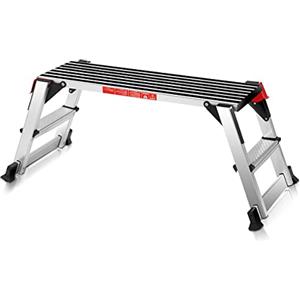 GIANTEX Banco da Lavoro Antiscivolo in Alluminio Scaletta Pieghevole Basso Piattaforma di Lavoro Pedane di Lavoro Portatile Portata di 150 kg, 128x38x49,5cm