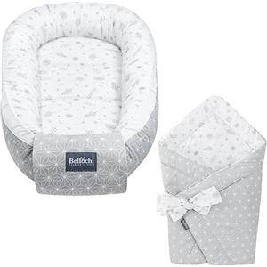Bellochi Growing in style Bellochi Set 2in1 Riduttore per Cull e Copertina Avvolgente Neonato - Riduttore Lettino per Neonato, Baby Nest - 100% Cotone Antialergico - Star Copse
