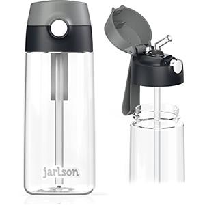 Jarlson® Borraccia Bambini EMI [500ML] Borracce Antigoccia per Bimbi con Cannuccia - Bottiglia per Bambino e Bambina Lavabile in Lavastoviglie - Senza BPA e Ftalati - Ideale per Asilo e Scuola (Nero)