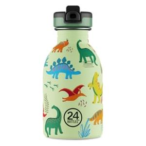 24BOTTLES Kids - Borraccia Bambini con Cannuccia Scuola Elementare e Asilo 250ml, Borraccia Bambina Bambino 100% Ermetica in Acciaio Inox, BPA Free Ultraleggera Ecologica No Termica, Jurassic Friends