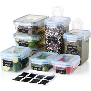 Ordeluxe 8 Contenitori Ermetici per Alimenti,scatola ermetica per alimenti, scatola alimentare in plastica per cucina, conservazione degli alimenti per farina, cereales