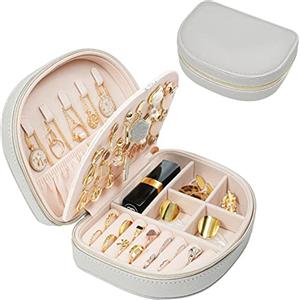 ProCase Portagioie da Viaggio,Portagioie Portatile a Forma di Conchiglia, Mini Organizzatore di Gioielli a 2 Strati in Pelle PU, Portagioielli Collana Bracciale Porta Anelli per Donna Ragazza -Argento