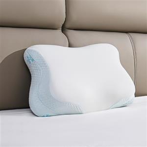 CloudÉtoile Cuscino Cervicale Memory Foam - 2 in 1 Cuscino Letto Ortopedico con Schiuma per Dormire sul lato e sulla schiena Bianco