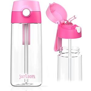 Jarlson® Borraccia Bambini EMI [500ML] Borracce Antigoccia per Bimbi con Cannuccia - Bottiglia per Bambino e Bambina Lavabile in Lavastoviglie - Senza BPA e Ftalati - Ideale per Asilo e Scuola (Rosa)