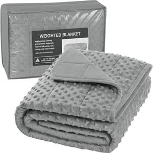 WOLTU Coperta Ponderata 105x150 cm, 3 kg, in Cotone e Peluche con Minky, Coperta Pesante Double-face, Coperta Rilassante Antistress per il Sonno, Grigio