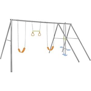Intex 44131 - Altalena con Due Seggiolini, Dondolo e Trapezi, Acciaio, Grigio, 465x249x203 cm