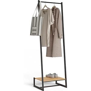 Newlux - Appendiabiti da Terra Resistente Fino a 20kg Hangy One 20 Con Scarpiera. Attaccapanni da Terra Metallico | Grande Stabilità | Facile Montaggio | 50x40x160cm | Nero