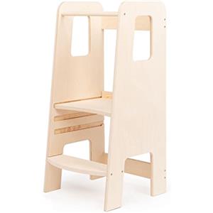 moblì ully Natural by moblì® | la prima Torre Montessoriana in legno naturale realizzata in Toscana | Progettata da educatori seguendo i principi Montessori |Torre di apprendimento con ripiani regolabili