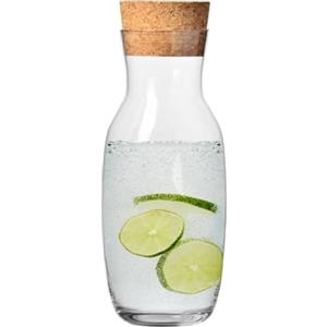 Krosno Caraffa Acqua Vetro con Tappo Coperchio Sughero | 1000 ML | Collezione Pure | Ideale per la Casa, Ristorante, Feste | Lavabile in Lavastoviglie