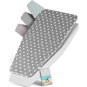 ARCOL Copriasse da Stiro ad Elastico con Mollettone Compatibile per Asse da Stiro Foppapedretti, Made in Italy, Copertura asse da Stiro 100% Cotone (Copertina + Mollettone, Grigio Cuori Bianchi)