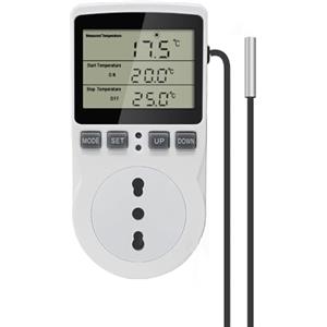 KETOTEK KT3100 Termostato Digitale Presa Terrario Regolatore di Temperatura Spina di Uscita 230V 16A Riscaldamento Raffreddamento Termostato Regolatore