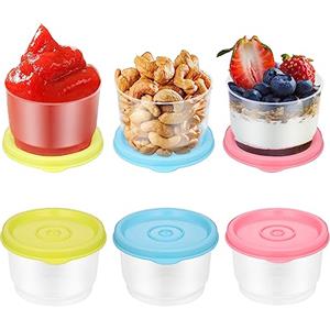 Fentar 6 mini contenitori alimentari con coperchi, 160 ml set di mini scatola di plastica, piccolo barattolo per la conservazione del bambino con coperchi per il pranzo, lo yogurt (giallo, blu, rosa)