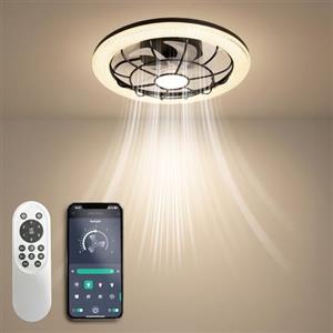 TOPBOS Ventilatore a Soffitto con Lampada,Ultra-Silenzioso 3 Velocità Regolabile Fan Lampadario Plafoniera con Telecomando per Soggiorno Camera da Letto Sala da Pranzo Cucina,50cm