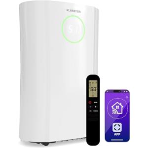 KLARSTEIN DryFy ProConnect 24L Deumidificatore Wi-Fi, Silenzioso, Timer 24h, Filtro HEPA, Portatile per Casa/Ufficio, Controllo umidità, Stanze Fino a 36m², Bianco